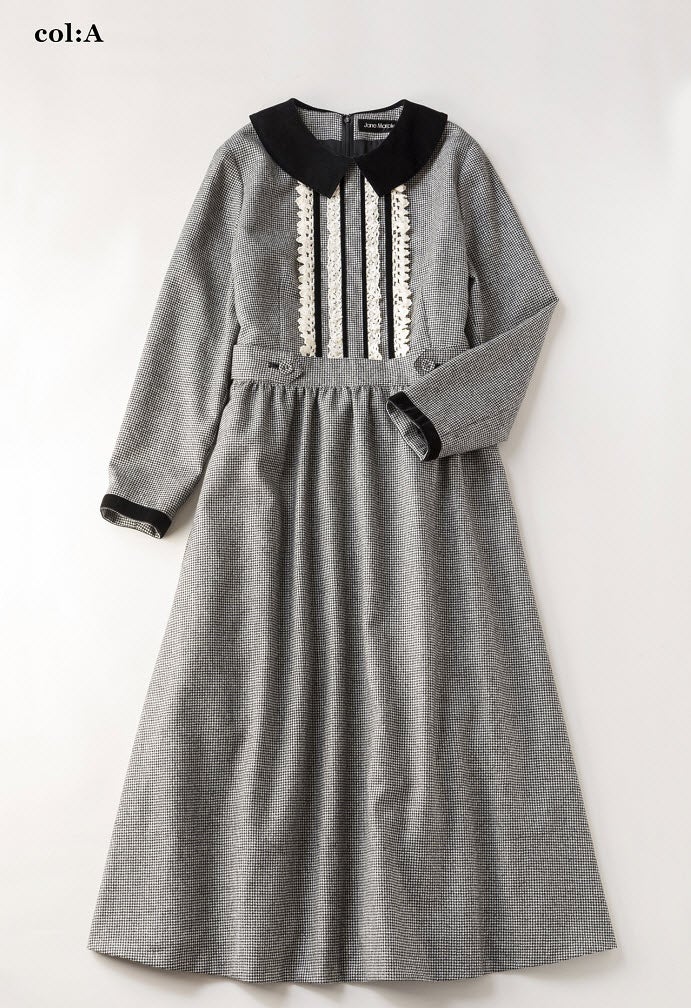 British Wool and Velvet Collet dress OP by Jane Marple