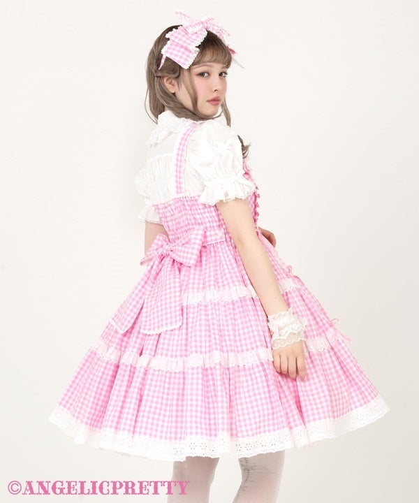 Shoulder Ribbon JSK (Gingham) (2025) by Angelic Pretty