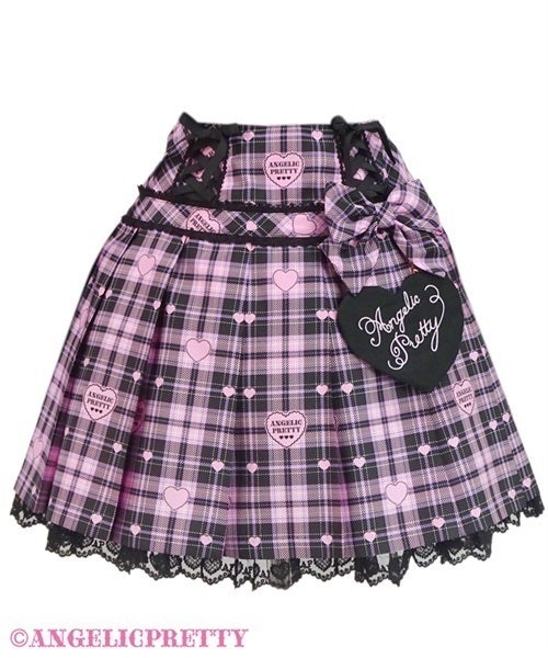 Sprinkle Heart Tartan Skirt by Angelic Pretty