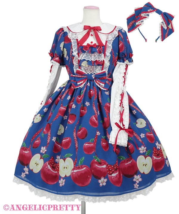 Angelic Pretty Girly Apple JSK 【中古】 Girly Apples Detachable Sleeve OP Set by Angelic Pretty