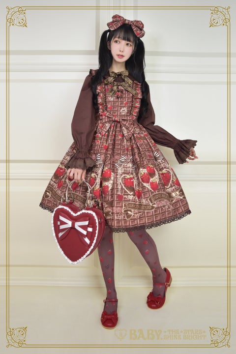 Strawberry Loves Chocolate Apron Frill JSK Set by Baby, the Stars