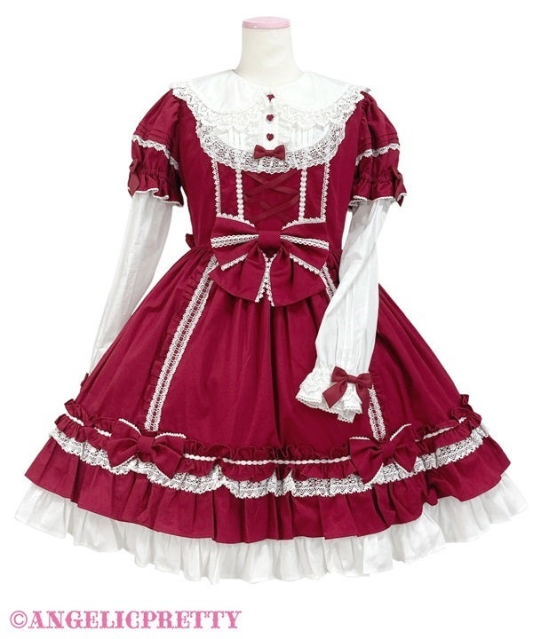アンジェリックプリティFantasic Dolly jsk ⭐︎赤 Dolly Girl Detachable Sleeves OP (Solid) by Angelic Pretty