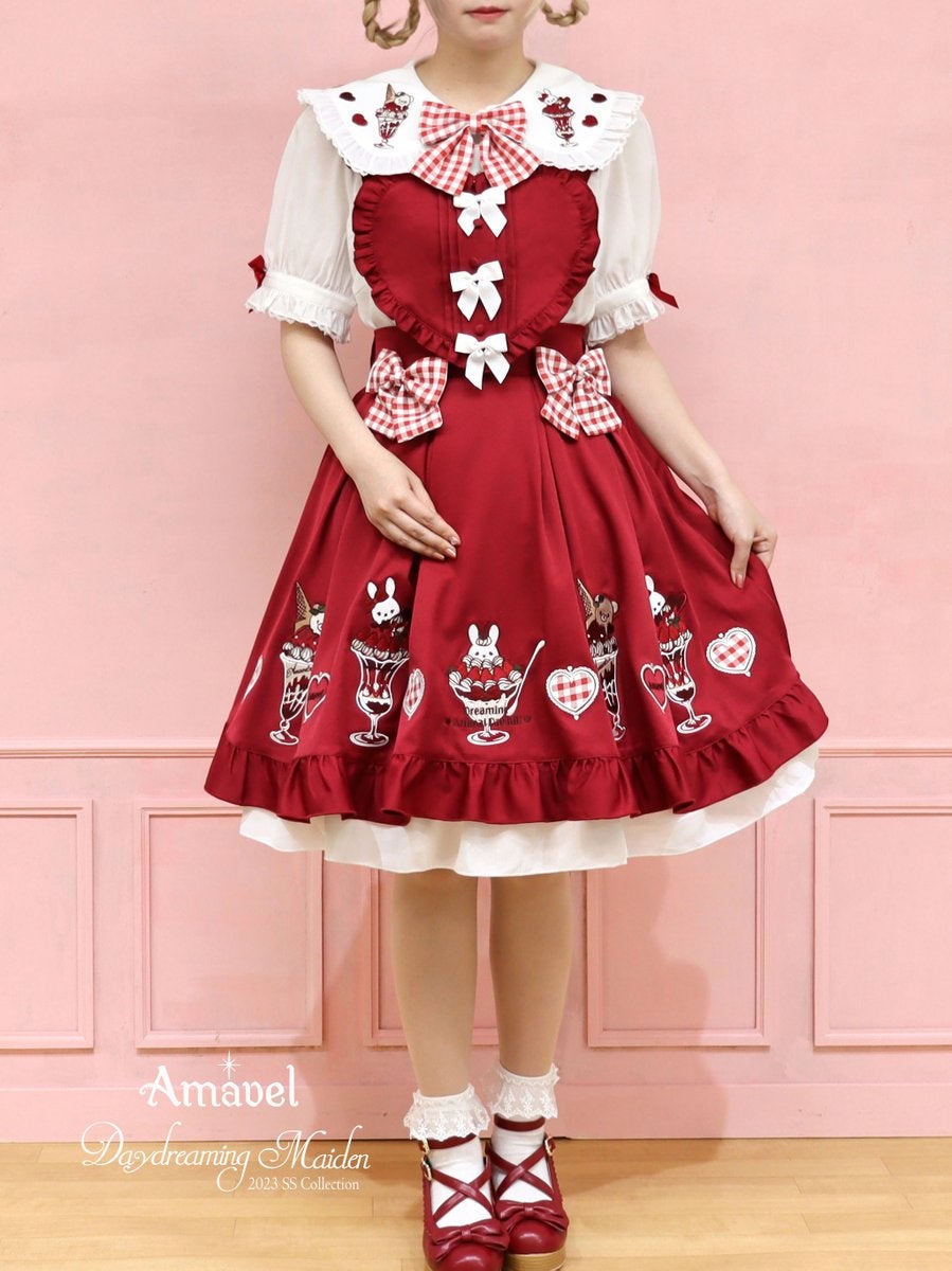 【Amavel】Dreaming Animal Parfait スカート Amavel ~ Dreaming Animal Parfait Heart Apron by Offbrand