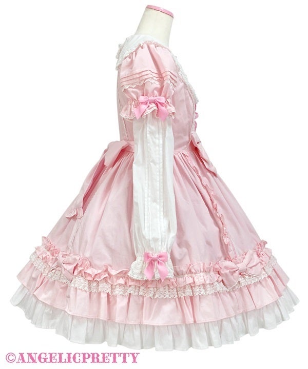Angelic Pretty Dolly Girl 付け袖ワンピース ピンク Dolly Girl Detachable Sleeves OP (Solid) by Angelic Pretty