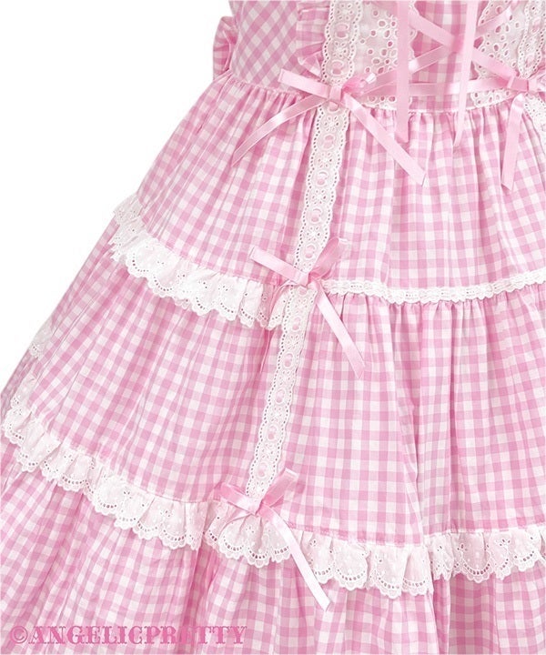 Shoulder Ribbon JSK (Gingham) (2025) by Angelic Pretty