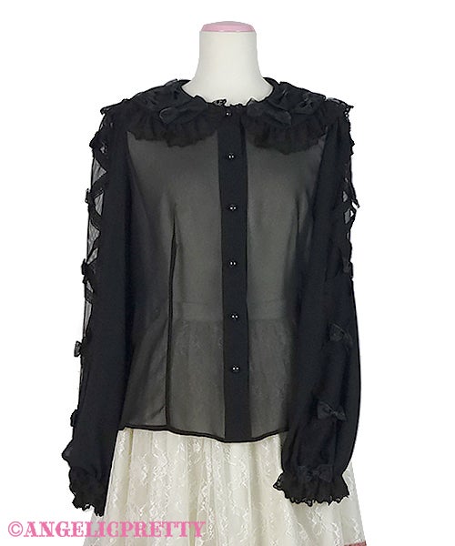 fluffy ribbon ブラウス シフォンブラウス Fluffy Ribbon Long Sleeve Blouse by Angelic Pretty