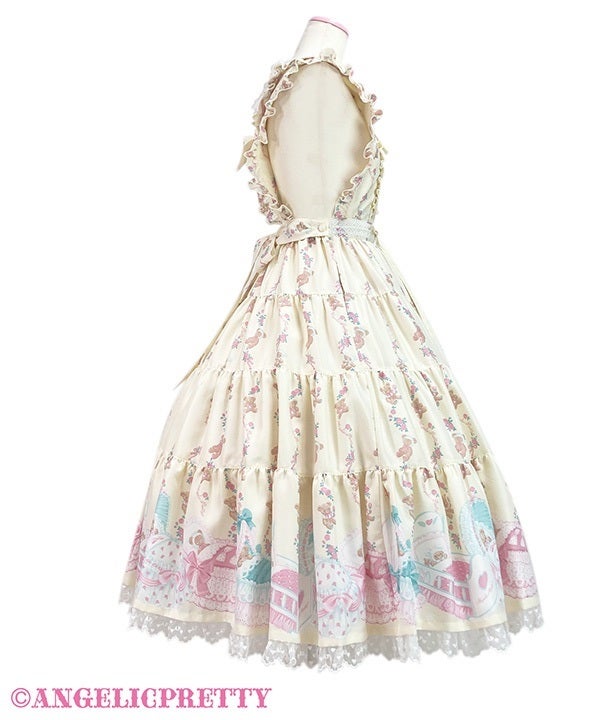 Dreaming Tiny Bear Apron-Style Tiered Skirt by Angelic Pretty