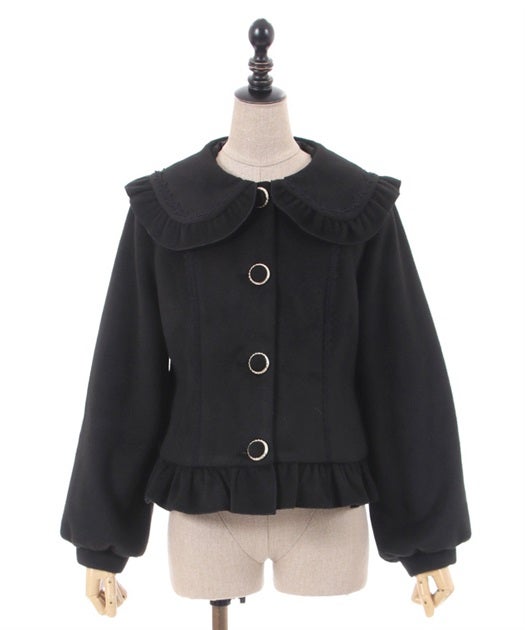 axes femme kawaii バックフリルショートコート　ブラック KIiNuz74O9Wo2FjjLapSiKXzPSGdBX