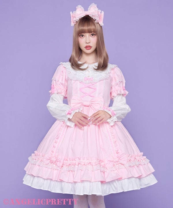 アンジェリックプリティ Dolly Girl 付け袖ワンピース ピンク Dolly Girl Detachable Sleeves OP (Solid) by Angelic Pretty