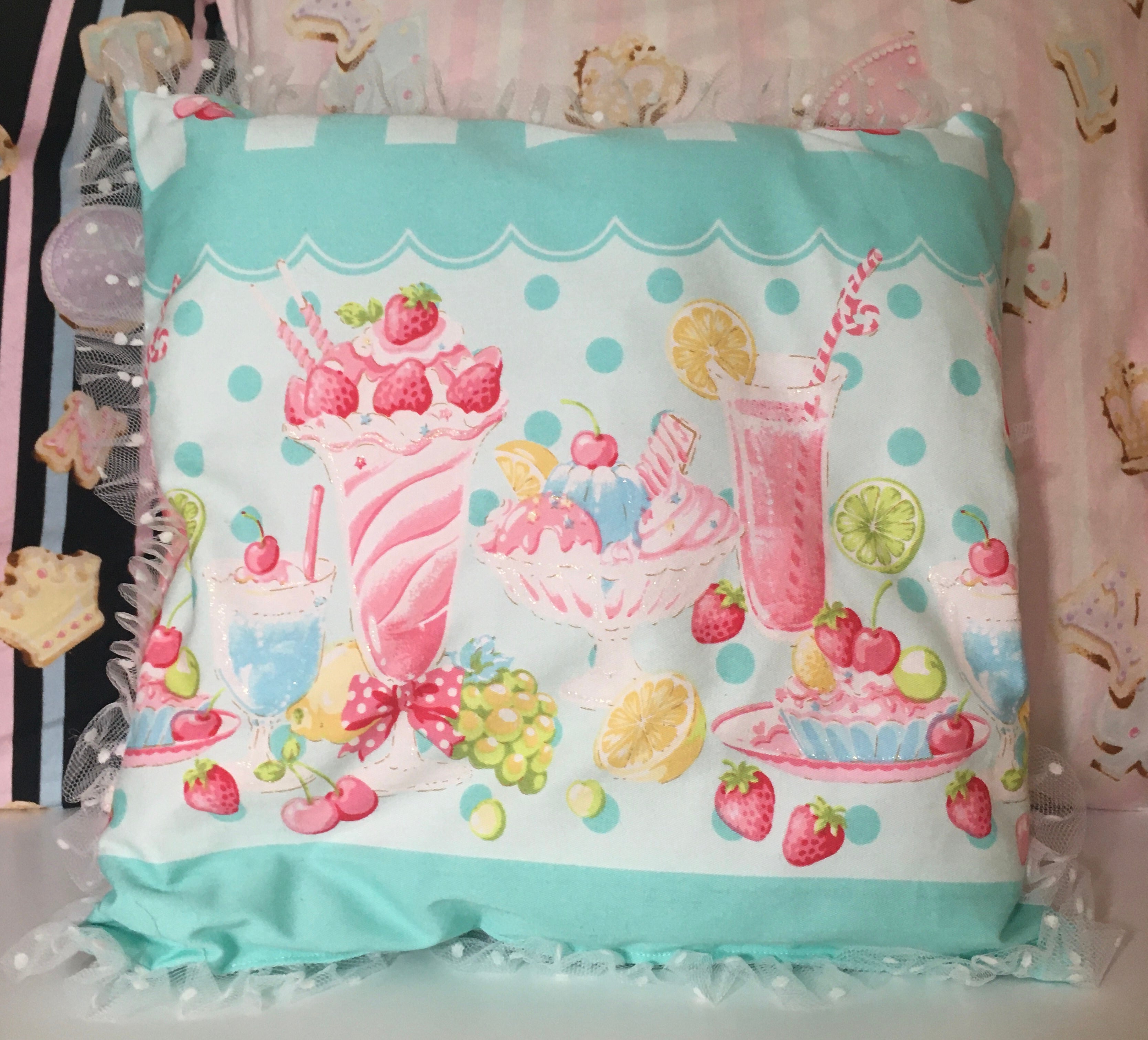 Original Print Mini Cushion (Fruits Parlor) by Angelic Pretty