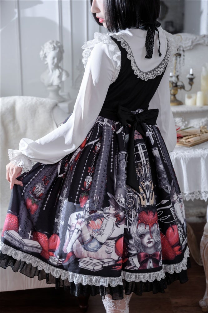 To Alice ~ Strawberry Vampire JSK by Chinese Indie Brand