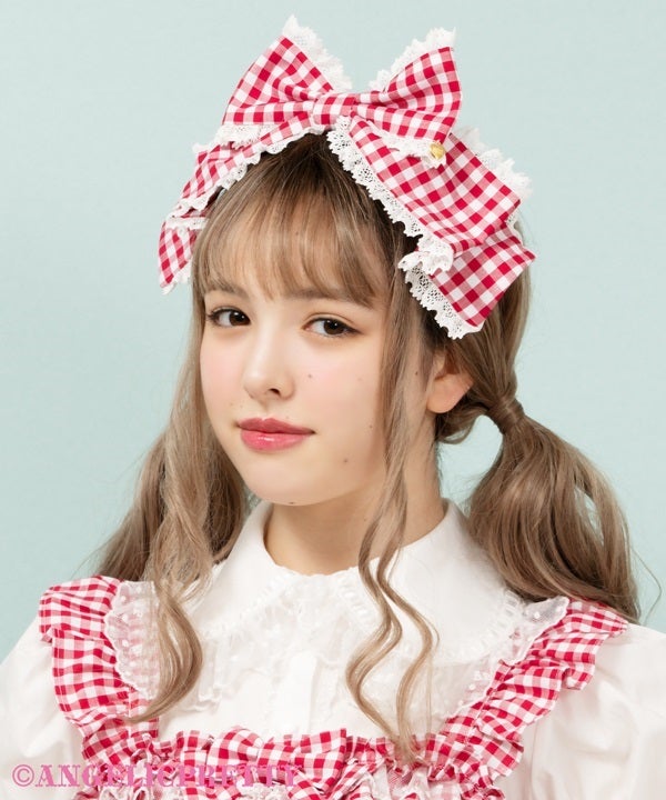 Humming Ribbon Head Bow (Gingham) by Angelic Pretty