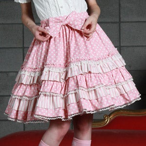 Polka Dot Stripe Frill Skirt (g1262-g1264) by Bodyline