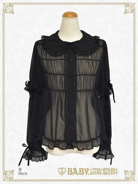 Detachable Sleeves Chiffon Babydoll Blouse by Baby, the Stars