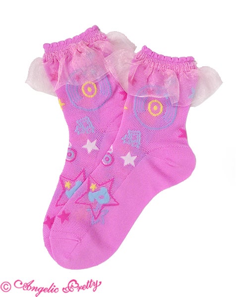 Neon Star Diner Crew Length Socks by Angelic Pretty