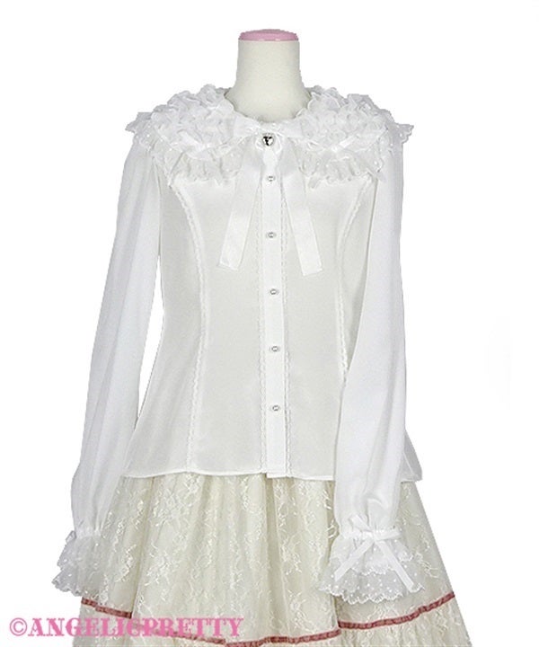Angelic Pretty 長袖ブラウス ビジュー付き ホワイト Airy Frill Blouse (2023) by Angelic Pretty