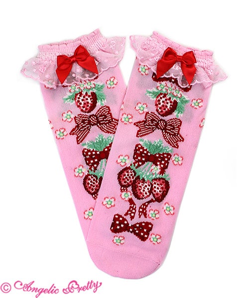 strawberry doll ワンピ＋靴下セット　ピンク Strawberry Doll Crew Length Socks by Angelic Pretty