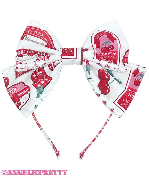 Cherry Jam Label Head Bow by Angelic Pretty