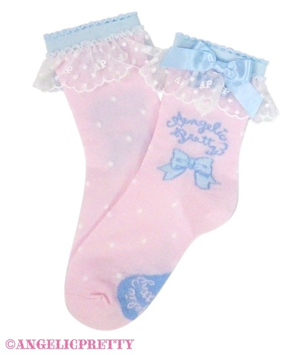 Topping Hearts Crew Length Socks (2024) by Angelic Pretty