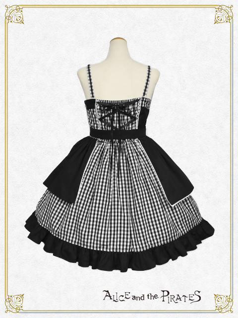 Sweet Gingham Border Ribbon Ribbon JSK黒 Asymmetry Ribbon JSK by Alice and the Pirates