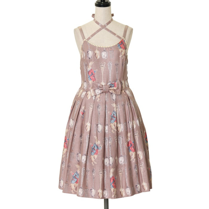 EmilyTemplecute スプーン＆フォークプリントNOP Spoon and Fork Print Waist Ribbon JSK by Emily Temple Cute