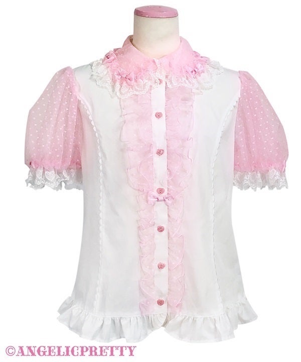 Heart Tulle Frill Blouse by Angelic Pretty