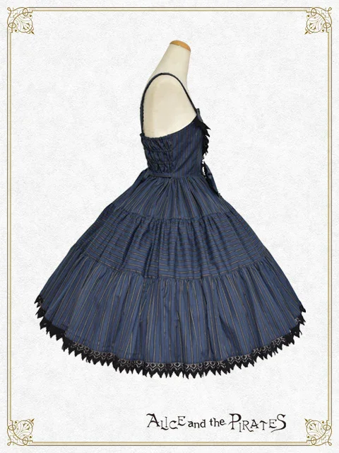 ドビーストライプティアードジャンパースカート サックス Dobby Stripe Tiered JSK by Alice and the Pirates