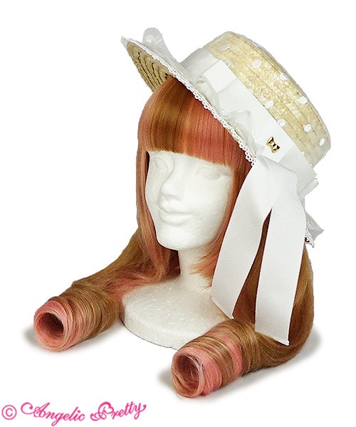 Airy Dot Tulle Straw Hat by Angelic Pretty