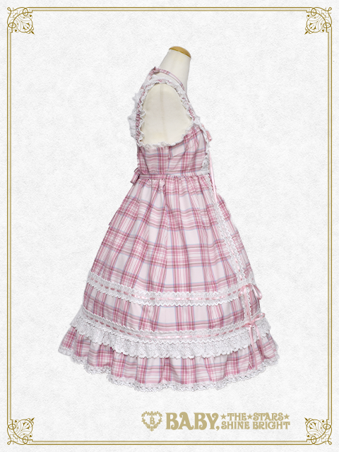 【BABY】タータンチェックベビドJSK＆プリンセスドロップHDセット/ピンク Original Tartan Check Babydoll JSK and Princess Drop Headdress Set