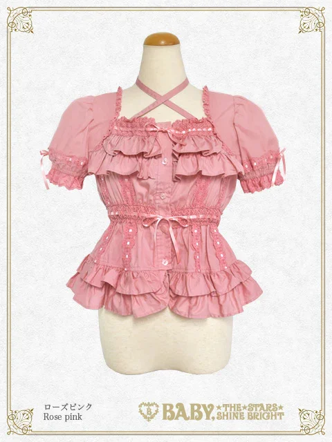 Double Ruffle Half-Sleeve Blouse (2025) by Baby, the Stars Shine