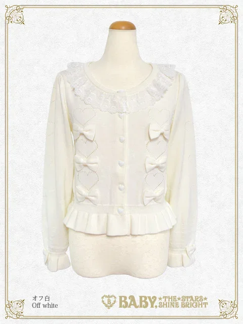 Usakumya Lace Heart and Ribbon Cardigan by Baby, the Stars Shine