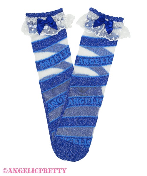 Striped Candy Crew Length Socks (2021) by Angelic Pretty