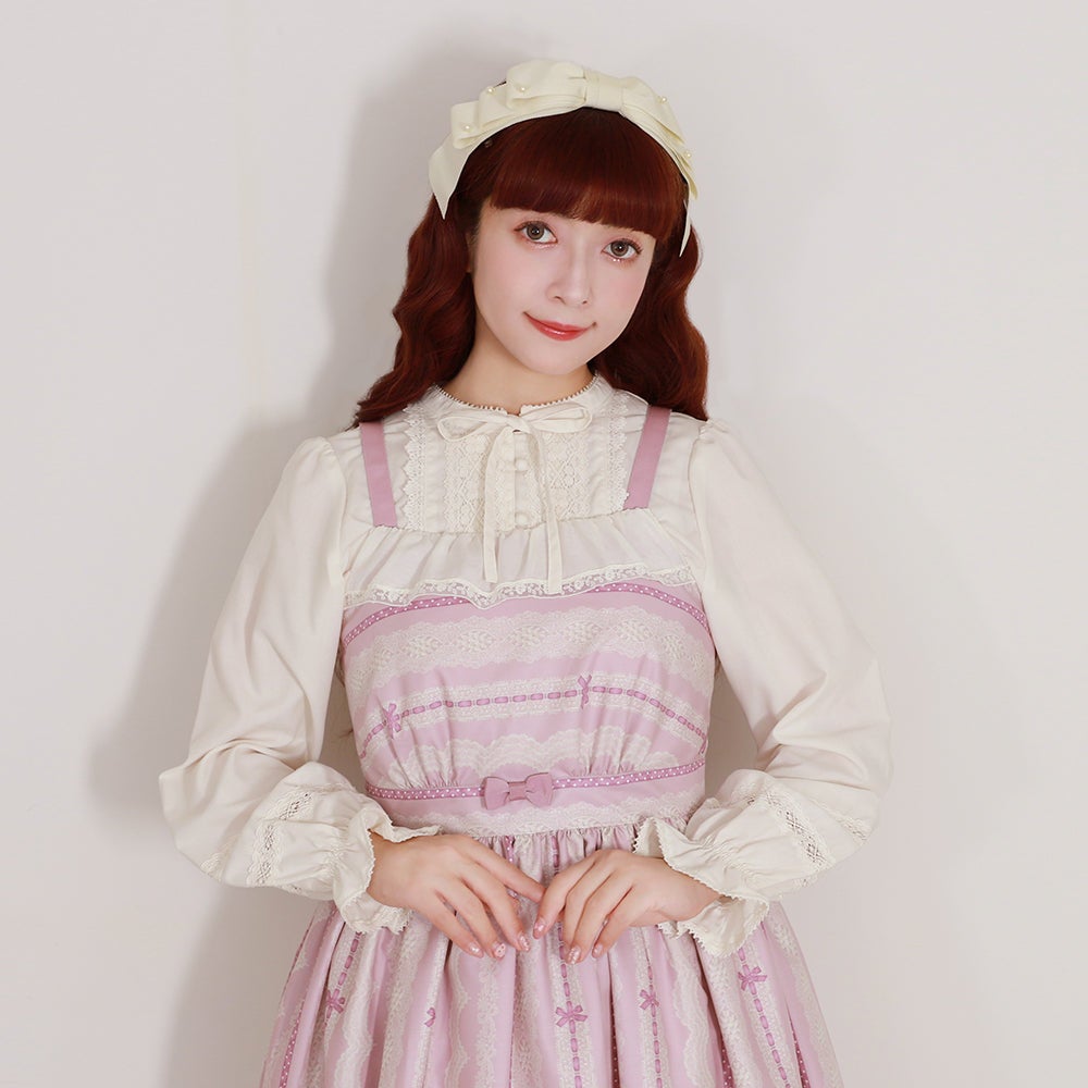 サンプルMelody basket レースミルフィーユジャンパースカートピンク Lace Mille-feuille JSK by Melody BasKet