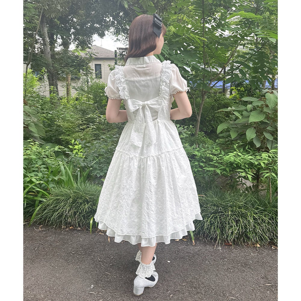 Lattice Bouquet Embroidery Frill JSK by Melody BasKet