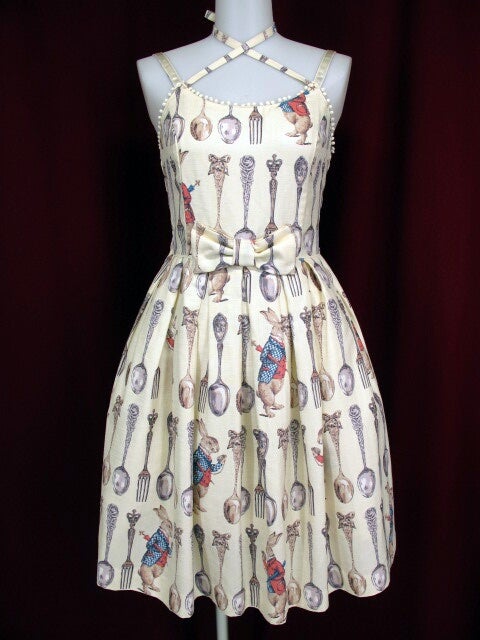 Spoon and Fork Print Waist Ribbon JSK by Emily Temple Cute