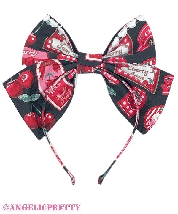 Cherry Jam Label Head Bow by Angelic Pretty