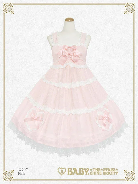 Fluffy Gingham Heart Babydoll JSK by Baby, the Stars Shine Bright