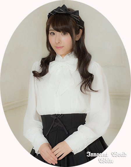 Innocent World White ~ Standing Collar Ribbon Jabot Blouse by