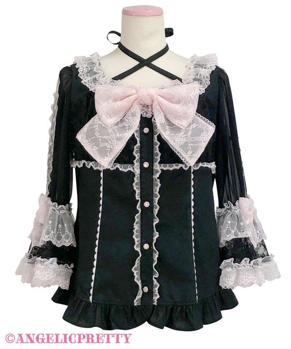 新品タグ付き Princessリボンデコレーションブラウス シロ Princess Ribbon Decoration Blouse by Angelic Pretty