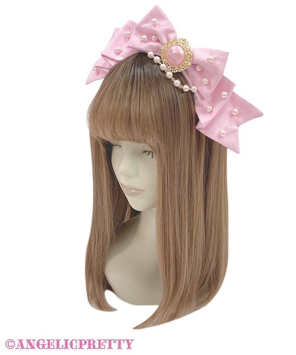 Angelic Pretty ふわふわRibbon Dollカチューシャ ピンク Whimsical Dolly Ribbon Head Bow (2025) by Angelic Pretty