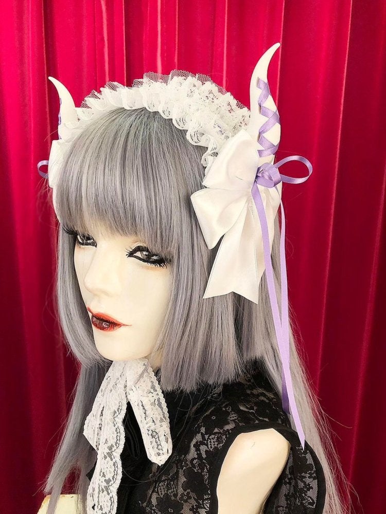 Estrellas ~ Devil Horns Lace Up Ribbon Headdress by Indie Brand