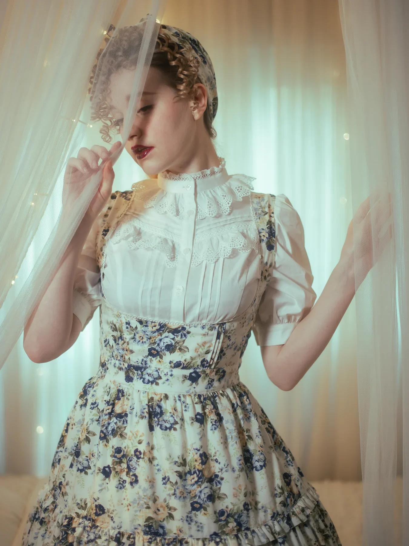Antique Rococo Bouquet Apron JSK by Victorian Maiden