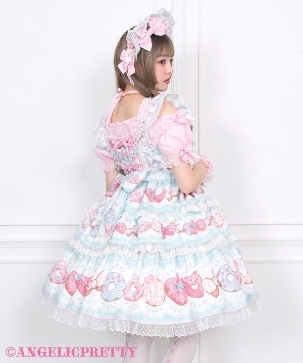 希少Angelic Pretty デコレーションドリームJSK カチューシャ付き Dreamy Fancy Doughnut Tiered JSK Set by Angelic Pretty