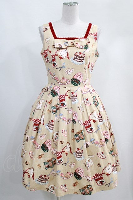 Emily Temple Cute ティーカップop Tea Time Print Sleeveless OP with Ribbon by Emily Temple Cute
