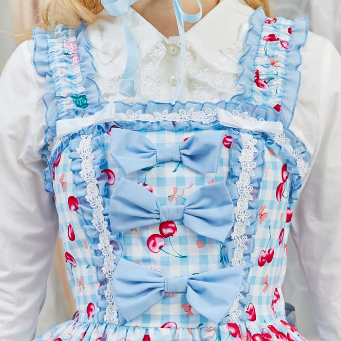 Blue Gingham Cherry JSK by Bodyline