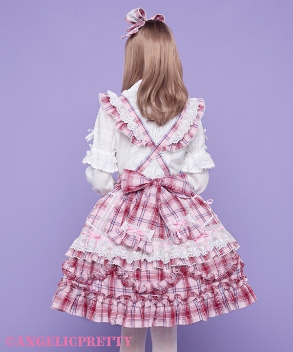 Heart Bib Skirt (Tartan) by Angelic Pretty