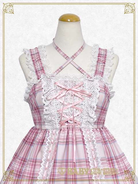 Original Tartan Check Babydoll JSK and Princess Drop Headdress Set