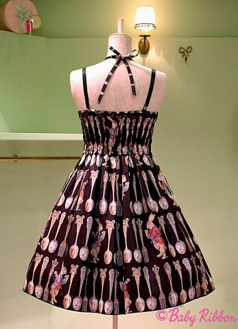 Spoon and Fork Print Waist Ribbon JSK by Emily Temple Cute
