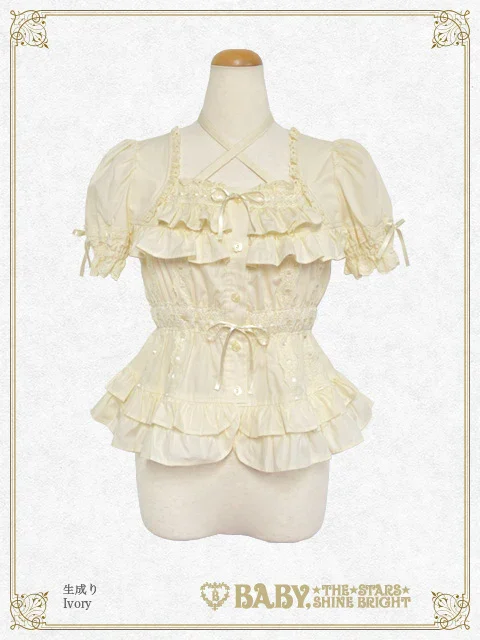 Double Ruffle Half-Sleeve Blouse by Baby, the Stars Shine Bright