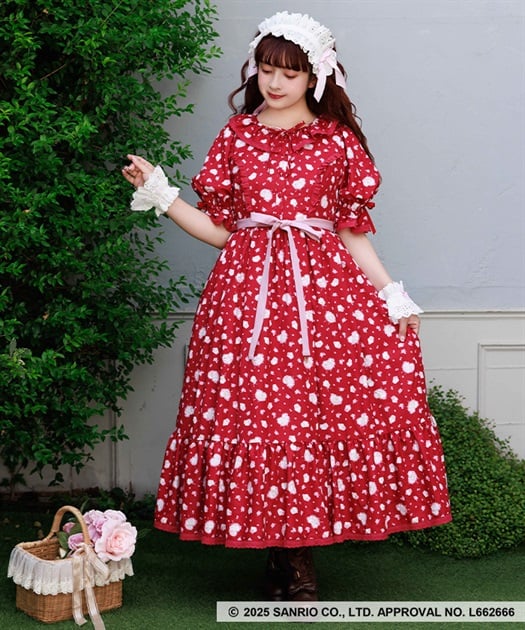 Chalmiere♡ワンピース Chalmiere クラシカルローズ柄ワンピース